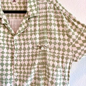 Dandy Del Mar Funky Diamond Print Button Up Short Sleeve, Mens XXL